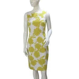 Hobbs London Yellow Floral Sheath Dress UK 10 US 6